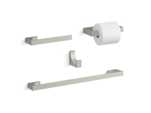 Minimalist 24-Inch Towel Bar That Looks Sleek In Your Modern Bath, Built From Durable Metal With Corrosion Resistant Finish, shown with matching accessories