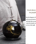 Total Dope Vintage Chinese Ceramic Tea Tin With Secure Airtight Black Lid Straight Up Perfect For Holding Coffee Beans Spices Candy And Everyday Kitchen Essentials Inside Nice Gift Box Storage Jar on a table.
