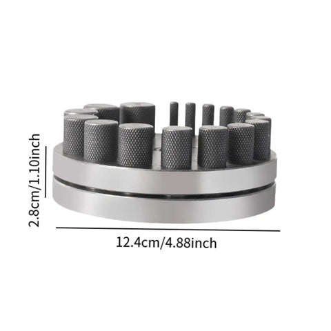 Circular Disc Cutter Set For Metalworking Heavy Duty Punch Die Kit For Jewelry projects, side view showing dimensions.