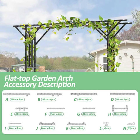 Massive Flat Top Garden Arch Trellis For Climbing Plants Outdoor Entrance Pavilion 141 Inches Long By 106 Inches High Metal Yard Arch parts diagram