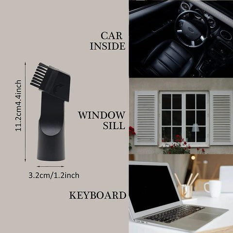 Universal Vacuum Attachments Set 1.25 Inch brush tool for car, window sill, and keyboard cleaning