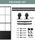 Glass Barn Door Panel 42 Inch By 96 Inch With Frosted Tempered Glass And Carbon Steel Pre Drilled Frame Sliding Door Kit With hardware
