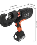 Heavy Duty Electric Hydraulic Crimping Pliers Rechargeable Cordless Cable Lug Crimper with die set, showing handle and crimping head.