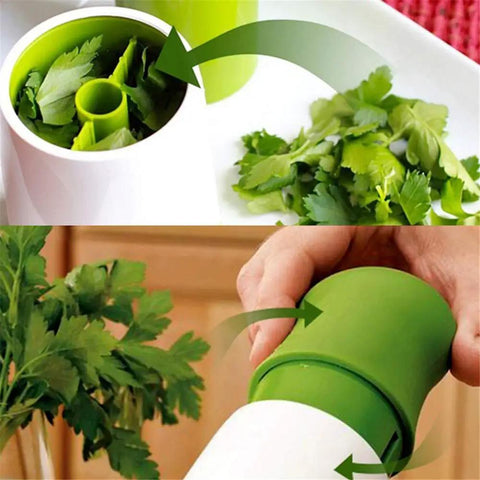 Handy Multi-Function Herb Mill And Chopper With Stainless Steel Blades For Easy Grinding And Finely Minced Spices And Fresh Herbs, Perfect For Pesto, Spice Blends, Garlic, And Chopped Ingredients, White And Green Dishwasher Safe For Quick Cleanup