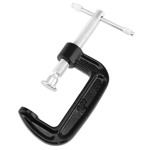 Fifteen Piece 2 Inch G Clamp Set Black Metal C Clamps With 50mm Jaw Opening For Woodworking Metalworking And Assembly Projects Great For Welding And Fastening Heavy Duty Cast Iron Frame Delivers Strong Grip And Smooth Clamping. black 2-inch cast iron G clamp