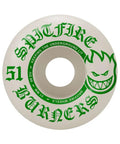 Burners 51mm 99A Skateboard Wheels White And Green Dope Urethane Bighead Shape
