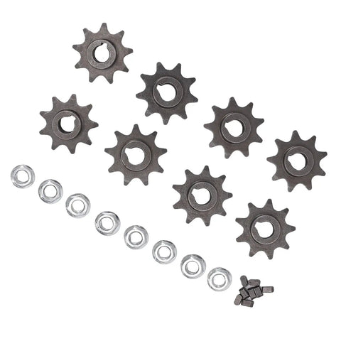 9 Tooth Sprocket Set for Electric Scooters, Iron Gear With 10mm Inner Diameter, Direct Fitment and Easy Install, visible alongside bolts