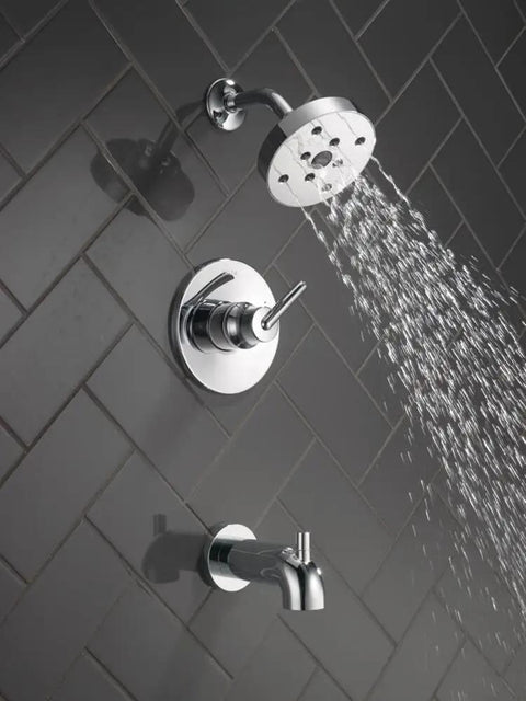 Trinsic 14 Series Tub And Shower Trim Kit With H2Okinetic PowerDrench Shower Head Chrome Finish Single Function Spray