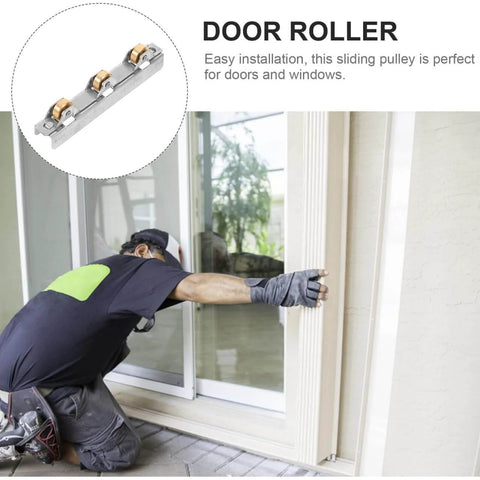 Installation of Quiet Glass Door Sliding Roller Wheel Set With Silent Bearing Pulleys for frameless shower doors.
