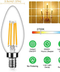 12-Pack Dimmable E12 LED Candelabra Bulbs 40W Equivalent 2700K Warm White 450 Lumens 4W B11 Vintage Filament Clear Glass Lamps