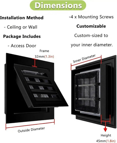 No Sweat Setup For Your Home Or Office This 24 By 24 Inch Louvered Return Air Vent Cover shows dimensions and installation details.