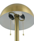 Close-up of dome shades and dual pull chains on 60 Inch Two Light Floor Lamp in Matte Brass Finish with E26 Base