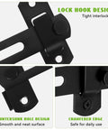 Close-up details of Heavy Duty Gate Latch for Barn Doors and Fences in Matte Black 201 Stainless Steel Gate Hardware