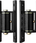Heavy Duty Gate Hinges Pair Seven Inch Thick Solid Steel Rated For 1100 Lbs Mean Machine Hardware shown side view with black coating.