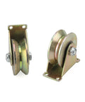 4 Pack 3 Inch V Groove Track Rollers With Bracket, Workhorse Heavy Duty 45 Steel Sliding Gate Casters side and front view