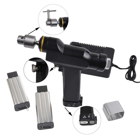Heavy Duty Veterinary Orthopedic Bone Drill Smooth Operator High Torque Speed Control For Cannulated Surgery With Dual Batteries setup.