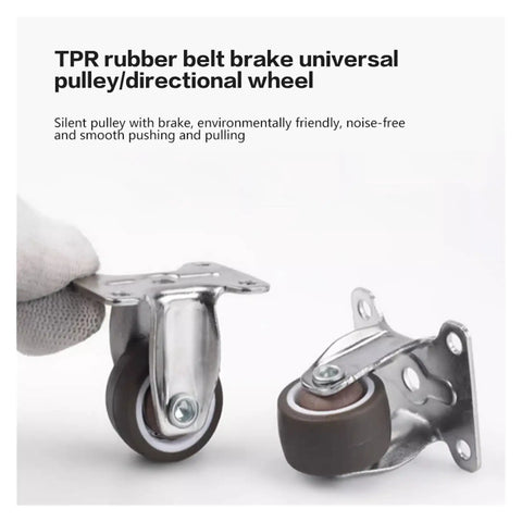 TPR rubber belt brake universal pulley directional wheel with silent operation and smooth movement. Ideal for furniture mobility.
