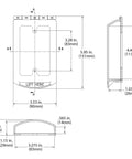 Diagram showing dimensions of Hinged Clear Polycarbonate Protective Cover For Single-Gang Boxes With Built-In Mounting Plate.