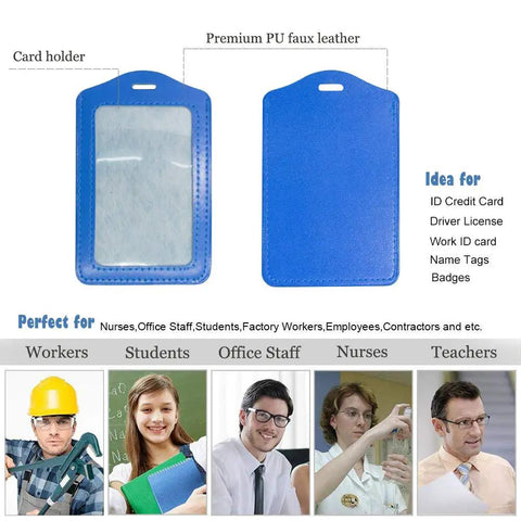 20 Pieces PU Leather Badge Reel Card Holders Set With Retractable Reels And Durable Metal Clip Back For ID Badges And Credit Cards