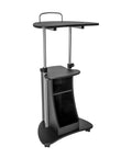 Sit To Stand Rolling Laptop Cart With Storage For Home Office Use, Adjustable Height From 28.25 Inches To 43 Inches, Graphite Finish