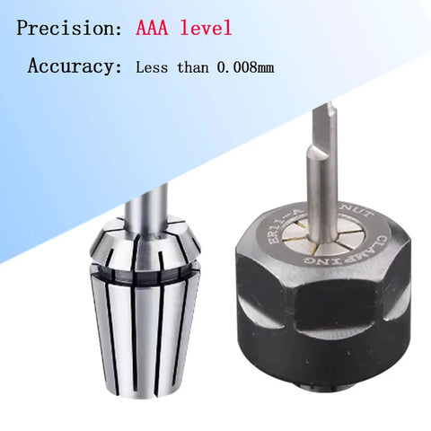 ER11 Collet Nut Set with 1/8 in and 1/4 in collets, AAA precision under 0.008mm, made from 65Mn spring steel, for CNC engraving