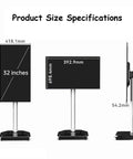 Product size specifications for Premium 4K Interactive Led Digital Signage Display 32 inch with dimensions shown.