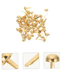 100 Piece Decorative Tacks And Miniature Nails For DIY Crafting Go To Fasteners Jewelry Box Projects Paper Clips For Photos Cards And More Durable Wear Resistant Brads For Scrapbooking And Home Decor, shown in gold with close-up views