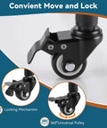 Close-up of the 360-degree wheel with brake on a Rolling Tool Cart With Adjustable Height Work Table On Wheels, 2 Tool Tray Holders.