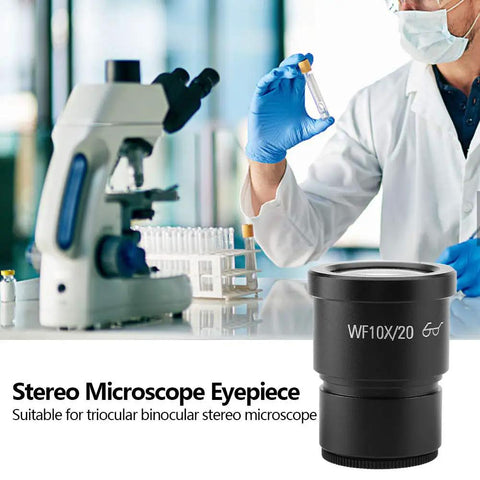 Wide Field Stereo Microscope Eyepiece 10X Magnification With 30mm Mount WF10X20 For Compound Biological Microscopes, black metal