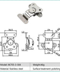 Beefy Heavy Duty Rotary Draw Latch, Vertical Mount, Locking Latch For Industrial Cabinets, Tool Boxes, Color XK705-3-304 diagram