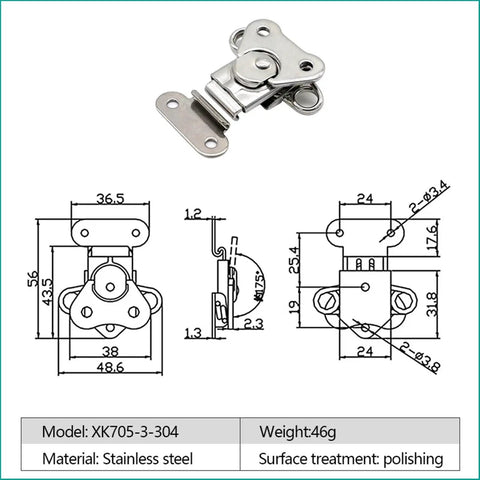 Beefy Heavy Duty Rotary Draw Latch, Vertical Mount, Locking Latch For Industrial Cabinets, Tool Boxes, Color XK705-3-304 diagram