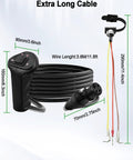 3 Pin Winch Remote Controller With 11.8 Foot Cable And Female Plug For 12000LB Winches On ATVs And UTVs Heavy Duty Replacement For Long Reach And Safe Distance Operation, black metal and rubber remote with cable