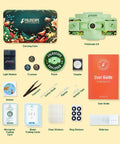 Hands On Explorer Kit Green Metal Microscope Set With Three Lenses 50X 140X 340X LED Light Source Battery Powered Smartphone Compatible Achromatic Objective Lens Ideal For Home Science Experiments And School Projects For Curious Kids, with case and accessories