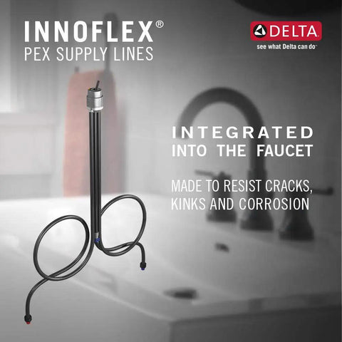 Woodhurst Chrome Bathroom Faucet For 1 Or 3 Hole Sinks No Fuss Deck Plate Vanity Faucet with Innoflex PEX supply lines.