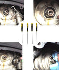 Pro Grade 4 Piece Long Pick And Hook Tool Set With Ergonomic Grip For Easy Oil Seal Removal in automotive engine tasks.