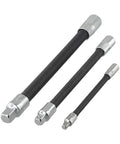 Flexible Socket Extension Bar Set, 3 Piece Long Reach Ratchet Adapter With 360 Swivel Shaft For Tight Spots, in chrome finish