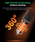 K2 Ceramic Hotend Kit With Quick Swap Nozzle showcasing 360° heating efficiency with 300°C ceramic block and 70W heater