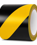 Knockout Black And Yellow Hazard Stripe Tape For Floor Marking Hella Visible Safety Warning Roll, showing the roll of vinyl tape.
