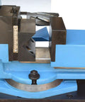 Close-up of Heavy Duty 1.5 HP Electric Pipe Notcher With V Block Rotary Vise for precise cutting of copper and steel tubing.