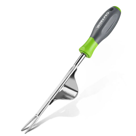 Weed Puller Tool with Metal Leverage Base and V Shaped Fork for Easy Weed Removal and Deep Root Digging Heavy Duty Stainless Steel