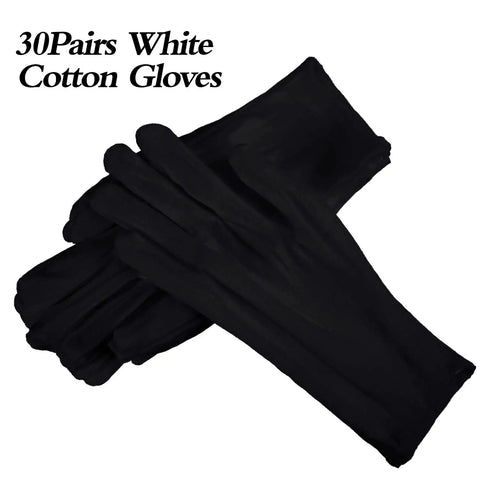 Stretchy Cotton Work Gloves 60 Pcs Reusable Mittens For Men And Women Dry Hand Art Handling Coin Jewelry Craft Durable Black Gloves