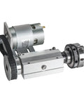 Beefed Up 3 Jaw Self Centering Lathe Chuck 50mm Spindle Motor Kit for CNC Lathes and Woodworking Grinders, shown in silver finish