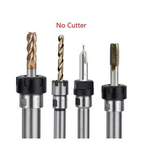 High Performance ER Collet Extension Rod For Lathe And CNC Milling Machinists, showing different collet designs without cutters.