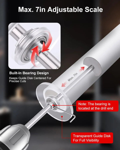 Internal PVC Pipe Cutter Kit With Six Blades And Seven Inch Adjustable Depth Gauge, Diamond Cutting Wheels For Plastic And Metal, Drill Powered Pex Cutter Plumbing Tool For Precise Inside Cuts, DIY Friendly And Ready To Roll, max 7in guide disk
