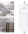 All In One Portable Dryer For Shoes And Threads With Hand Warmer Foldable Design Smart Timing 600W High Power Perfect For Home Travel Or Dorm Living Anywhere shown hanging and in use drying bed linens