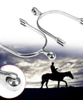 Stainless Steel Western Horse Spurs With Roller Ball For Equestrian Boots, Durable Training Spurs For Men And Women, silhouette of rider