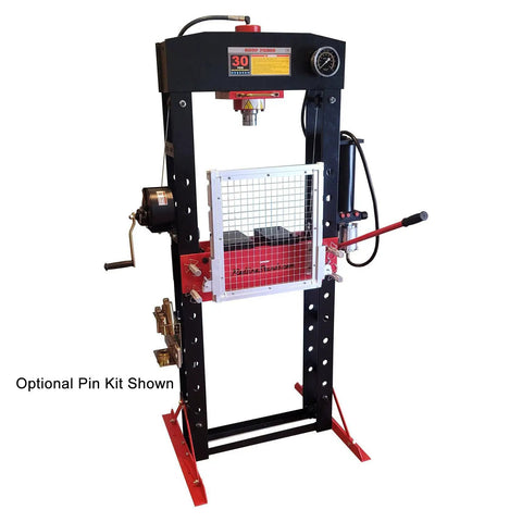 Heavy Duty 30 Ton Air Hydraulic Shop Press With Rock Solid Adjustable Carriage and No Sweat Pressure Dial for U Joint Service