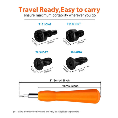 Doorbell Screw Kit With Twenty Replacement Screws And An Orange Universal Screwdriver Bits T6 Short T6 Long T15 Short T15 Long For Doorbell Second Gen And Pro Models Easy Install And Durable Gear For Quick Home Fix showing screwdriver and screw measurements.