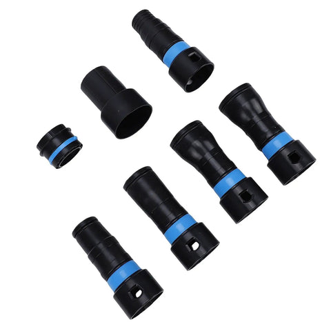 Bewinner 7 Pcs Vacuum Hose Expansion Adapters Quick Connectors for Workshop Dust Collection Kits, ABS plastic connectors in various sizes.
