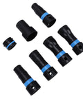 Top Rated Mavaol 7 Piece Vacuum Hose Expansion Adapter Set With Quick Connectors For Dust Collection Systems. Black and blue adapters.